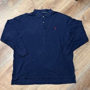 Polo by Ralph Lauren Navy Blue Men's Long Sleeve Polo Shirt Size 2XLT